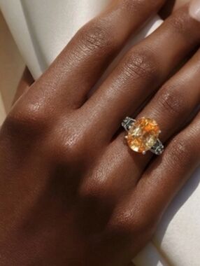 🆕️ Size 5 Karis Simulated Champagne Color Diamond Solitaire Ring 8.35 Ctw